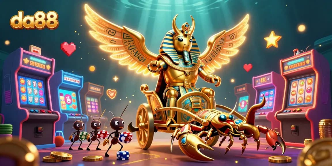 Experience thrilling slots excitement with da88 in this vibrant, dynamic casino illustration.