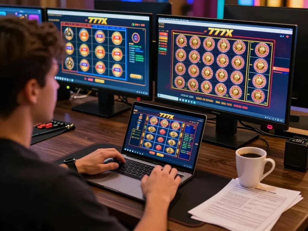 Experience 777x đăng nhập as a player strategizes their next move in online gambling.