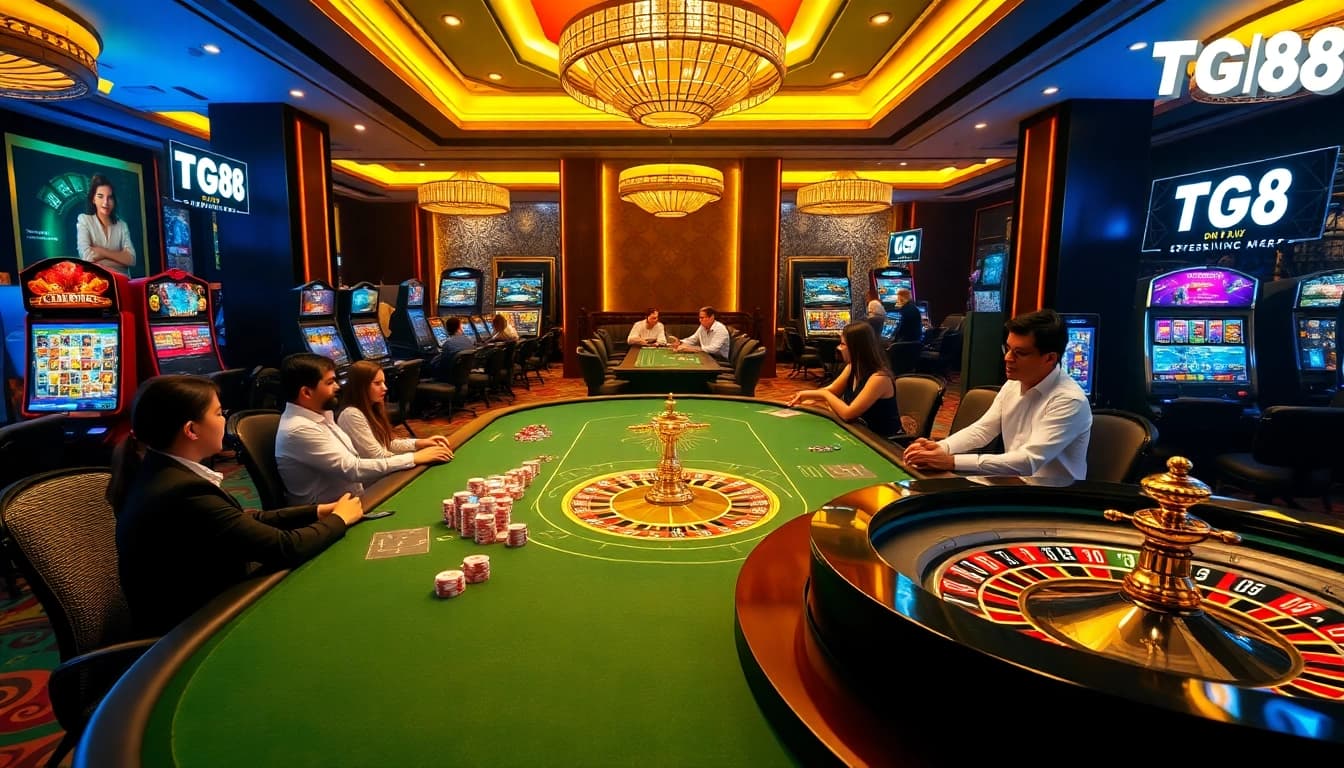 Experience thrilling games at TG88 with vibrant casino tables and exciting slot machines.