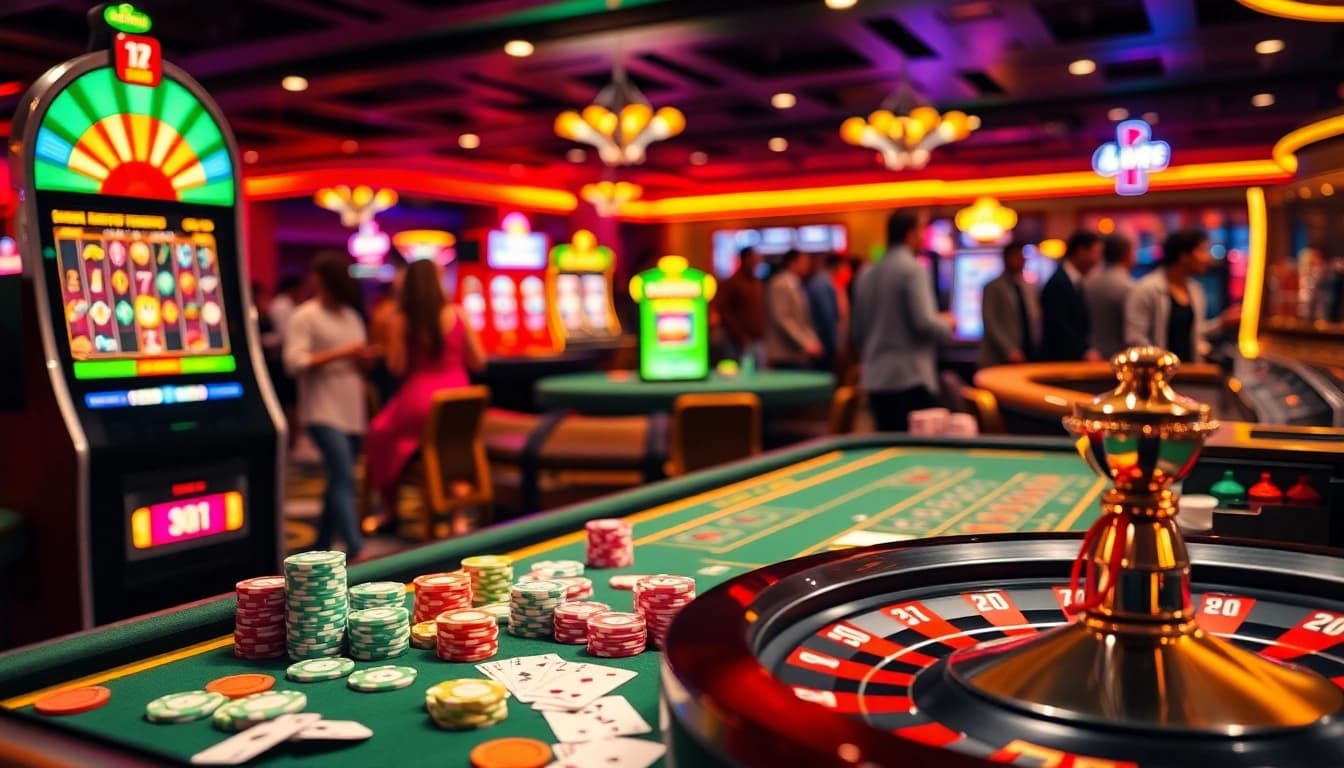 Experience the excitement of tg 88 Casino with vibrant colors, lively patrons, and engaging gaming elements.