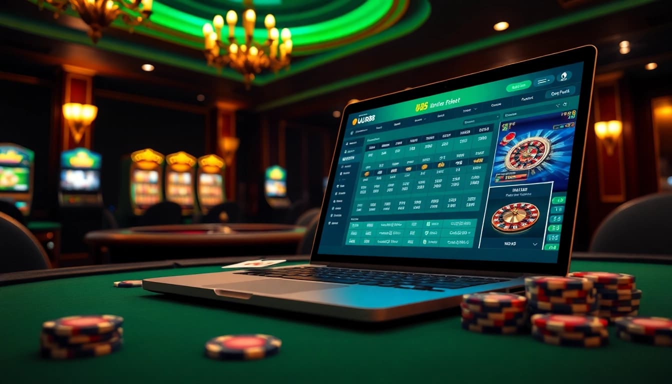 Experience the thrill of gambling with uu88 on a luxury casino table setup showcasing poker chips and cards.