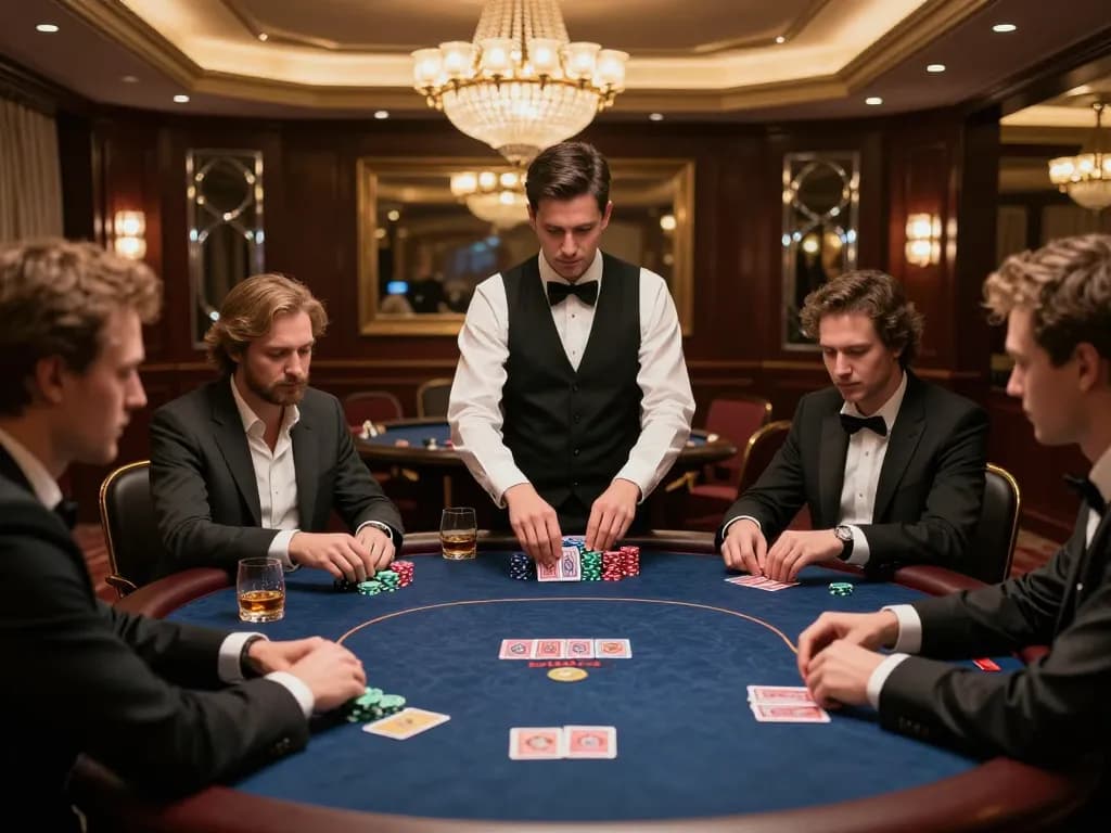 hitclub68s players enjoying a high-stakes poker game in an upscale casino
