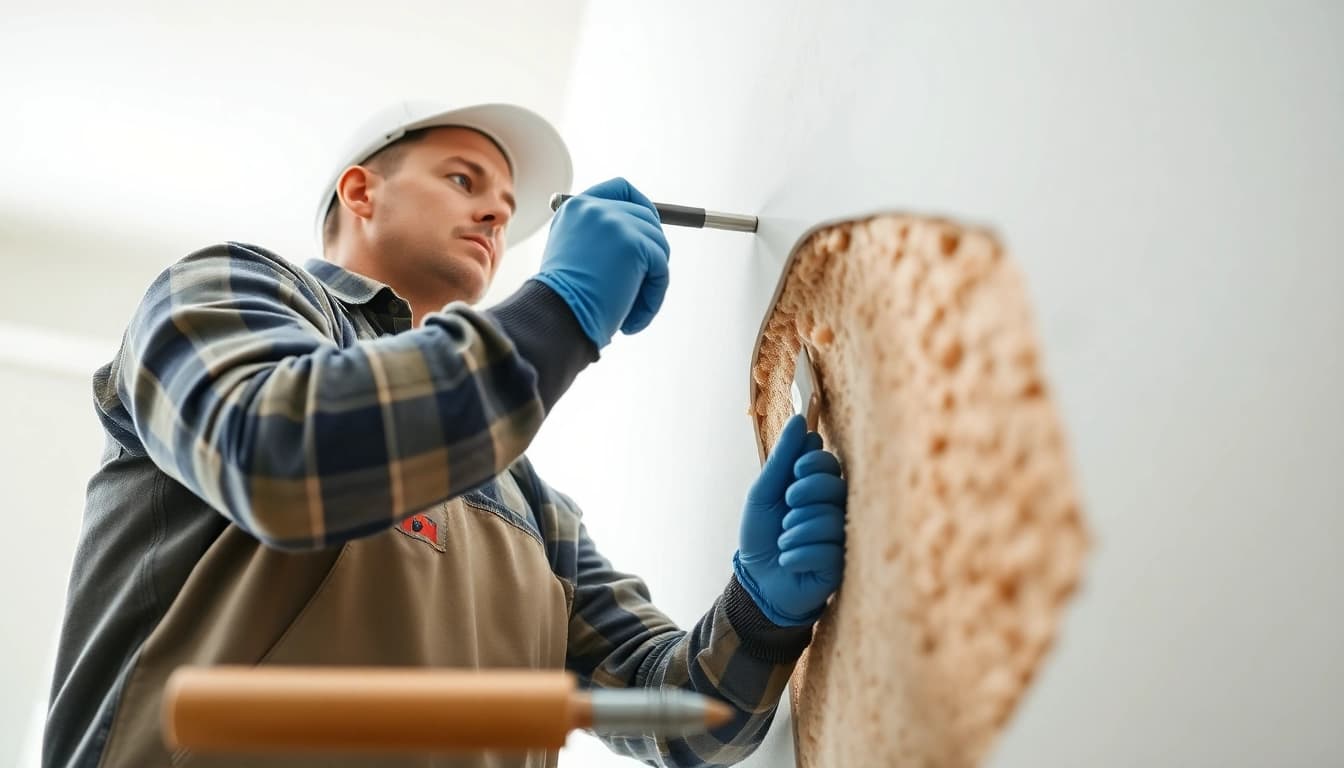 Learn about spray foam removal price while a contractor works on insulation in a home.