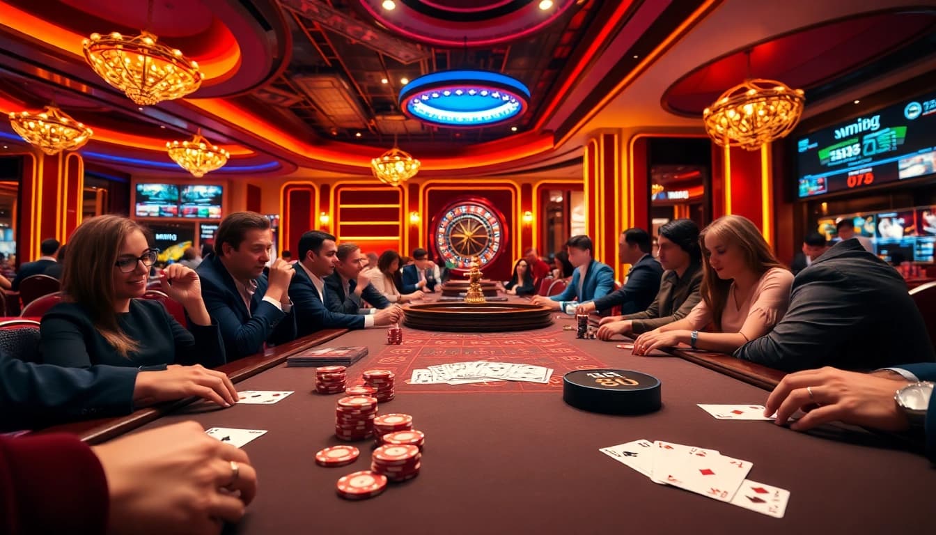 Exciting poker gameplay at mm88 casino with vibrant chips and cards on table.