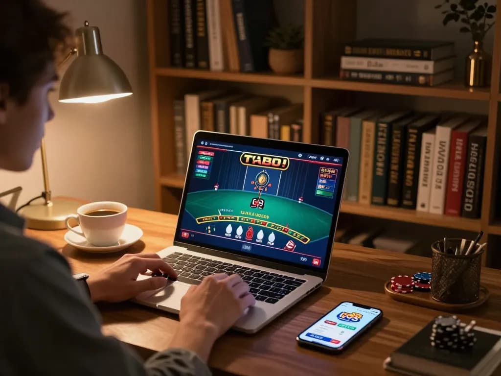 Engage with tg88 casino games on a laptop at home while enjoying strategic gameplay atmosphere.
