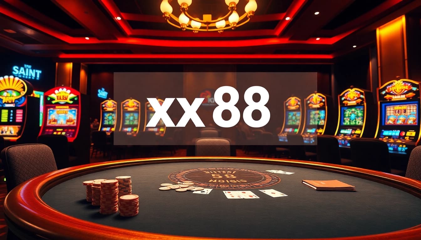 Experience thrilling gaming at https://xx88.se.net/ with vibrant tables, chips, and slot machines.