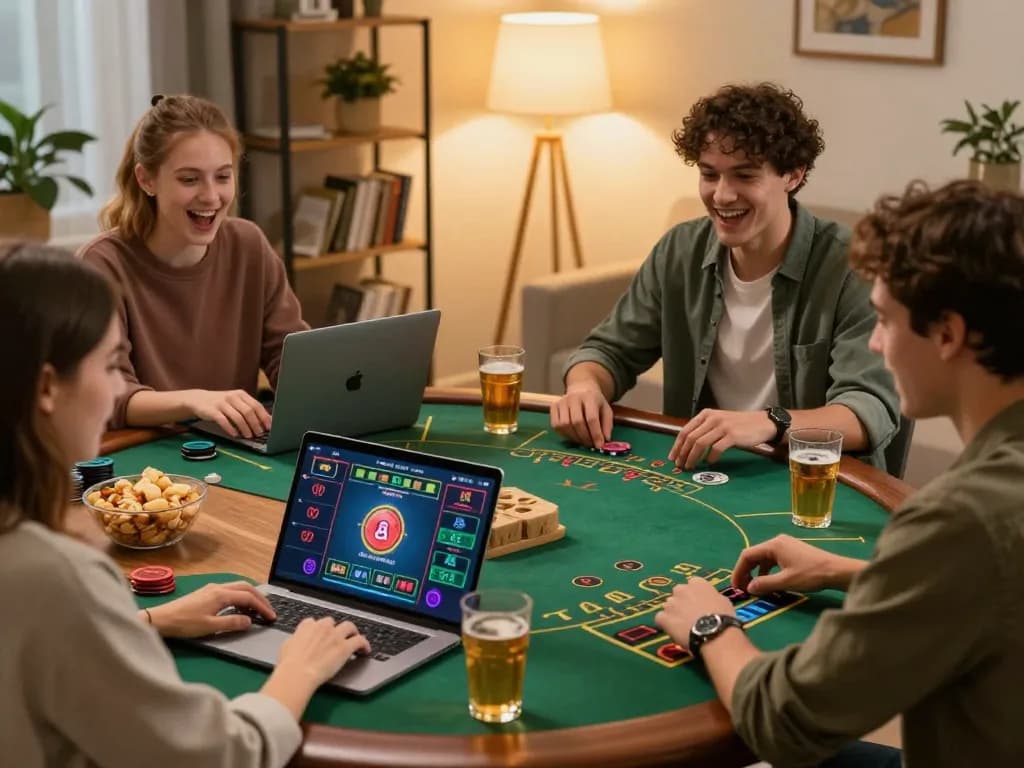 Players enjoy engaging blackjack sessions via the mm88k online casino platform in a cozy home setting