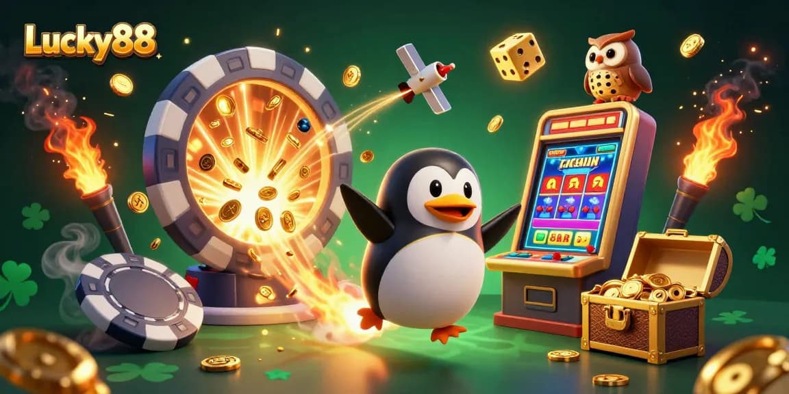 Play thrilling games at Lucky88 within an energetic casino galaxy filled with vibrant elements.