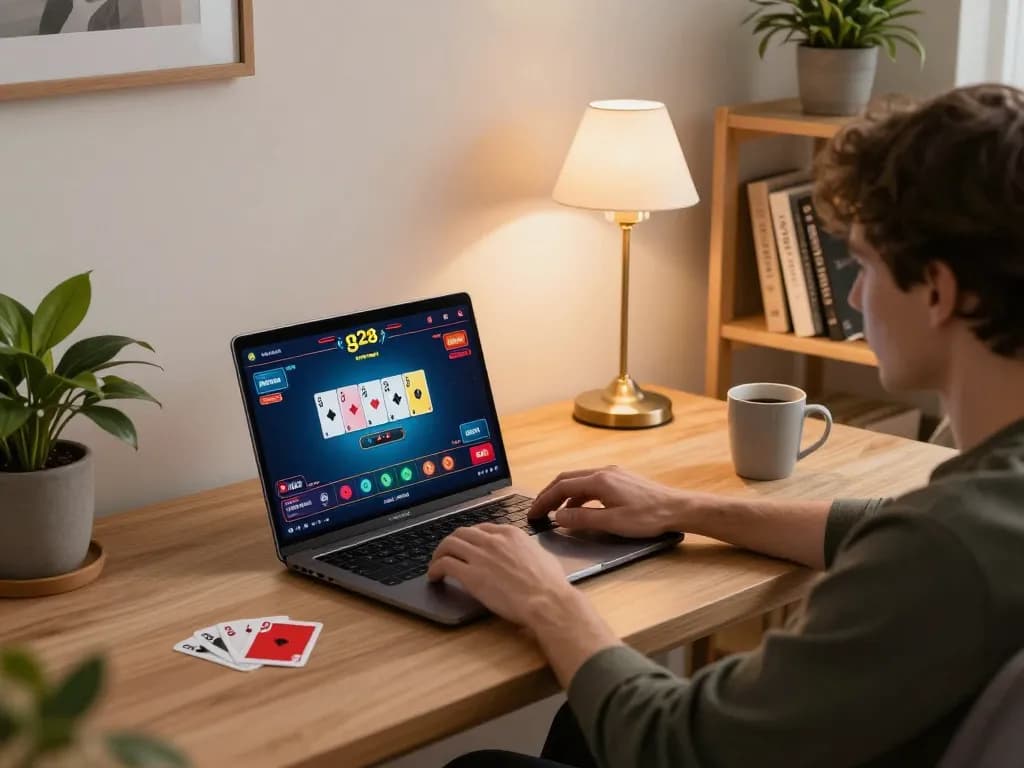 Play poker online at g28 with an engaging player experience in a cozy home office setting