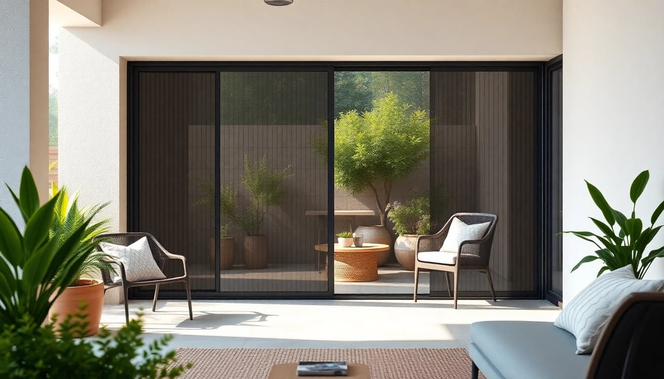 Enhance outdoor living with a fly screen for patio doors, seamlessly blending design and functionality in a home setting.