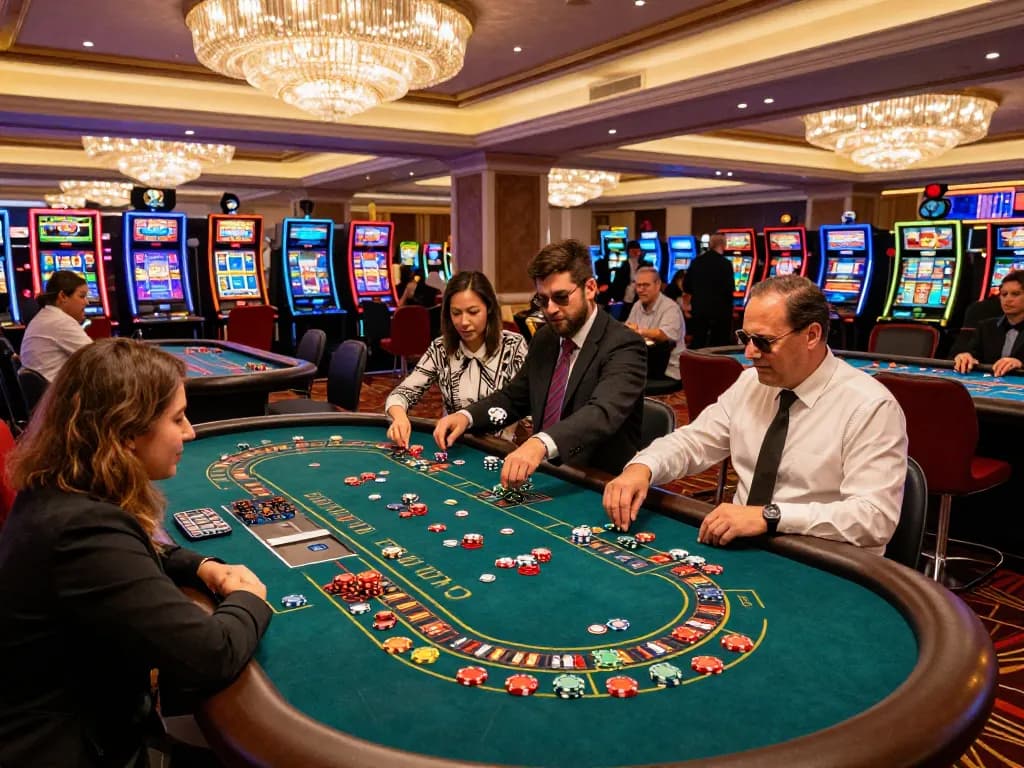 Players at Fly88 casino enthusiastically betting on roulette tables in a vibrant gaming atmosphere