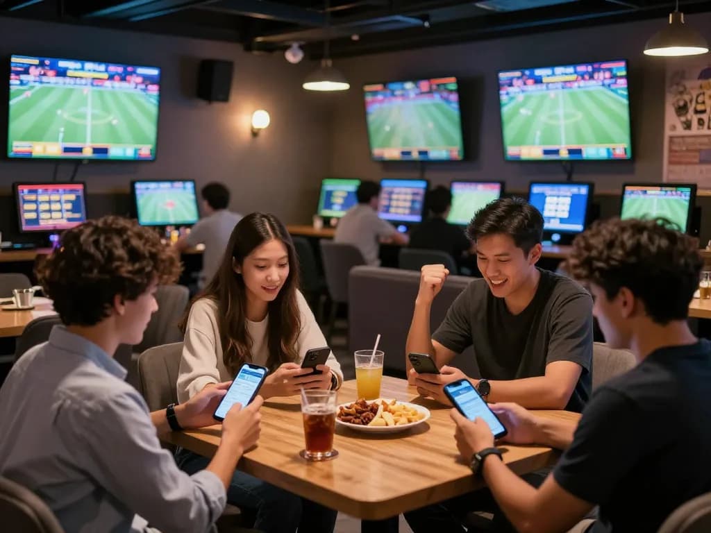 Watch sports and place bets on Trang chủ 13win in a lively sports betting lounge atmosphere.