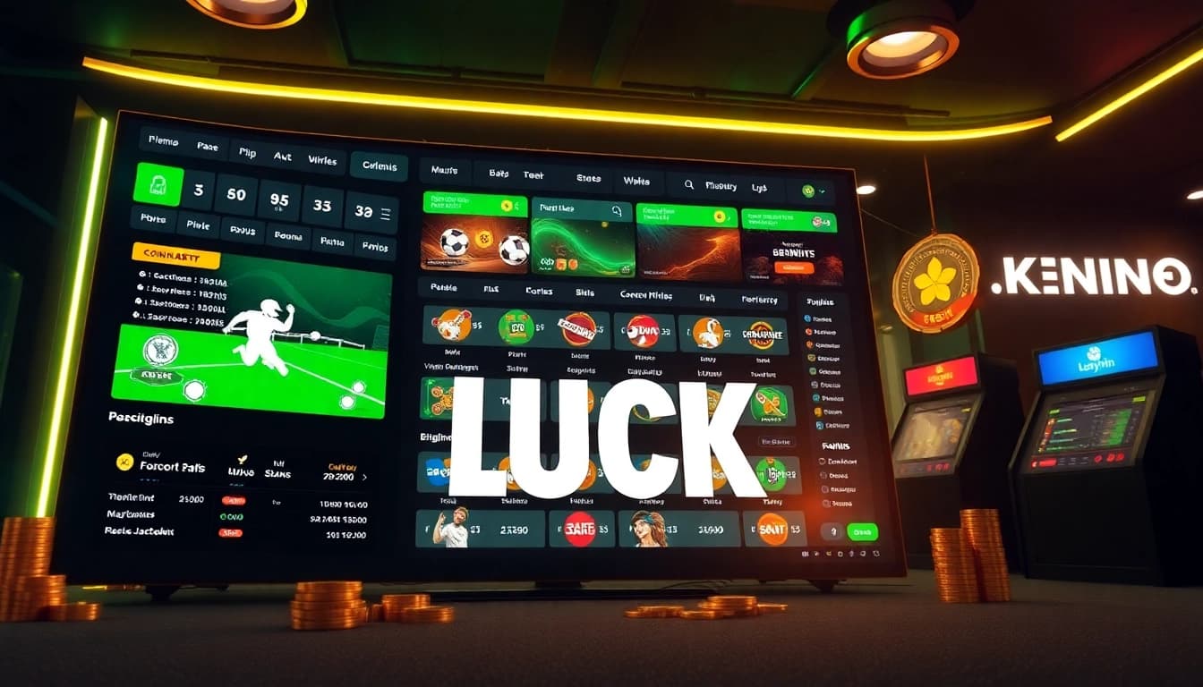 Exciting betting scene from https://luckywin.name showcasing vibrant sports icons and jackpot announcements.