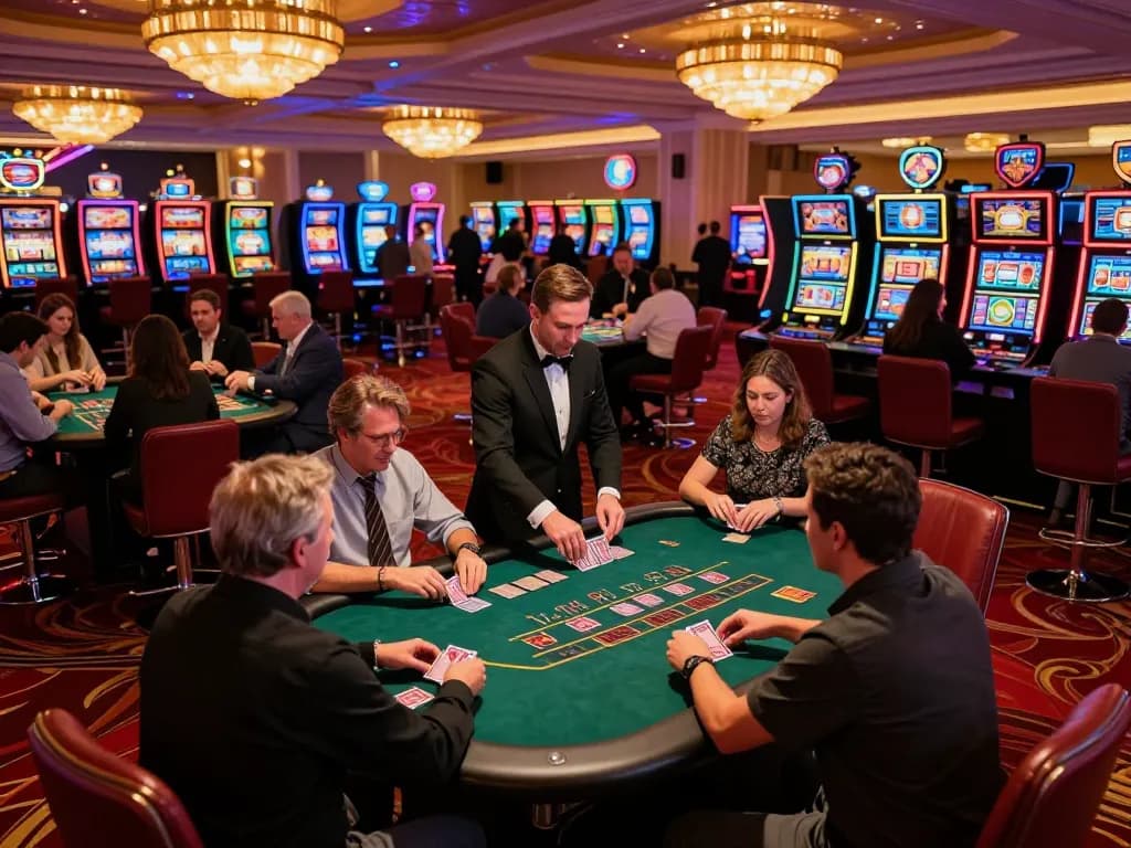 sc88seo players enjoying blackjack excitement at a vibrant Vegas casino