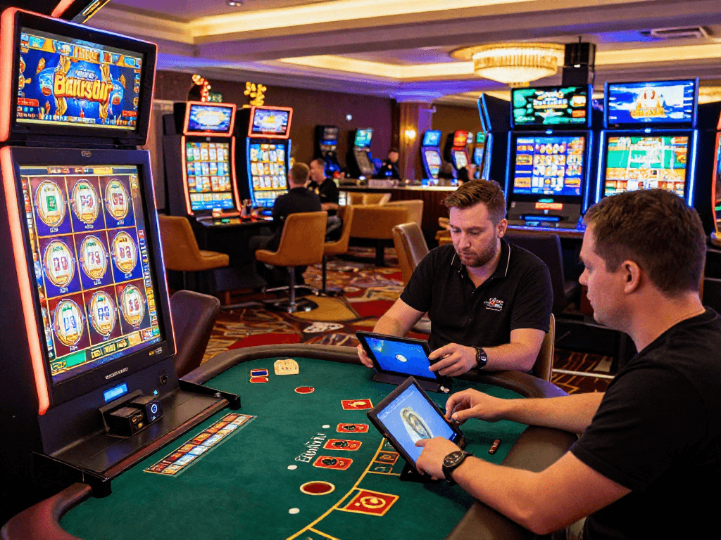 Players enjoying casinos not on gamstop uk, exploring various gaming options in a vibrant online setting.