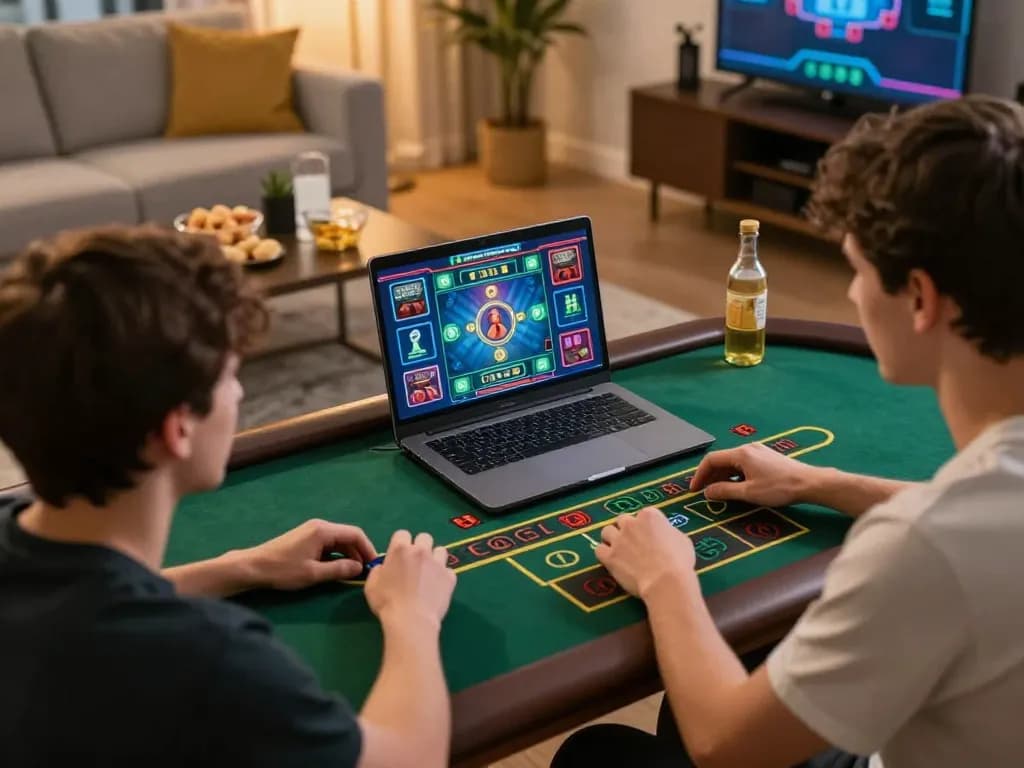 Player using go88i online casino platform for a live dealer game in a cozy home setting.