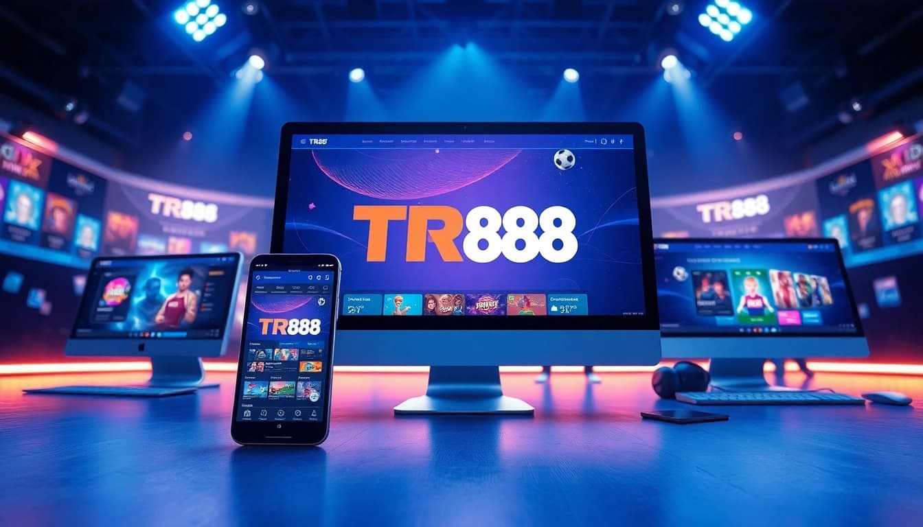 Engaging TR88 online entertainment platform interface on multiple devices