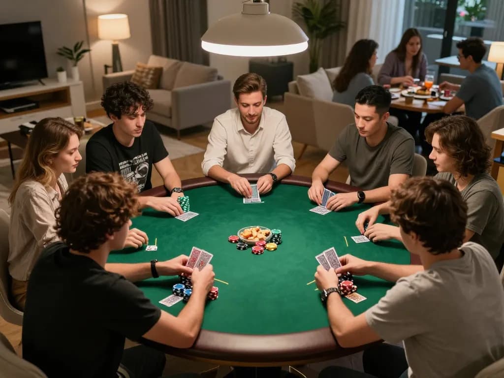 Players enjoying poker at home while navigating trang chủ cm88 for strategy insights.