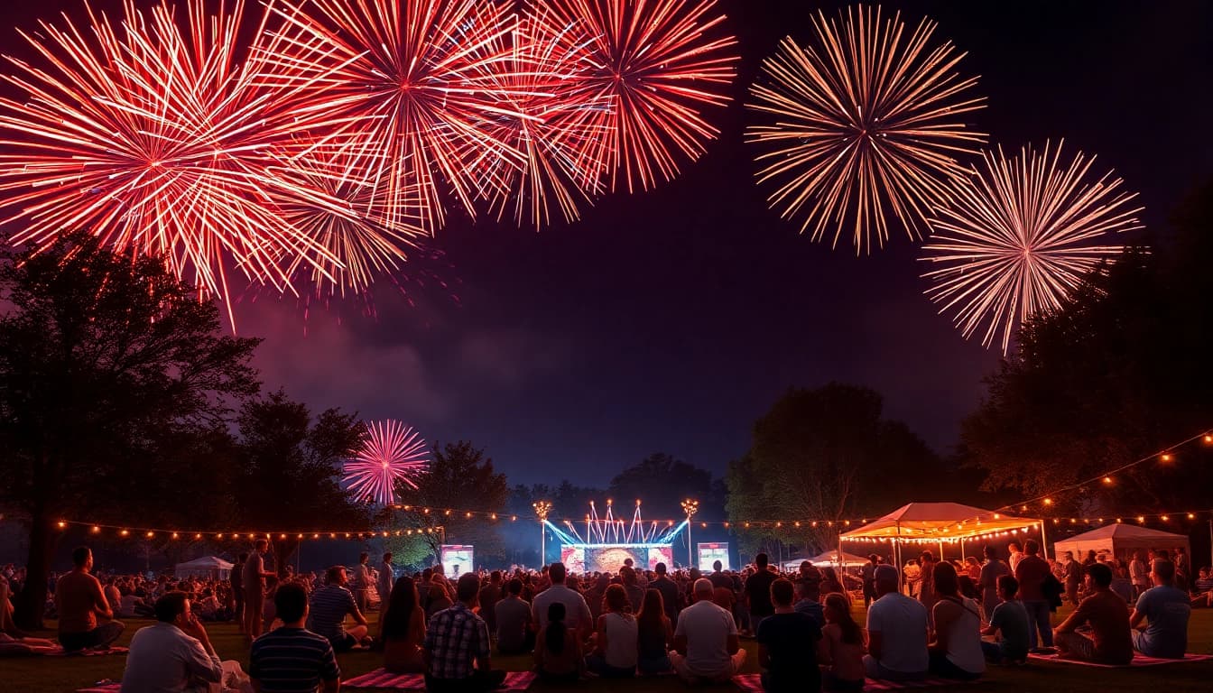 Enjoy amazing cheap fireworks near me illuminating a festive night sky with family and friends.