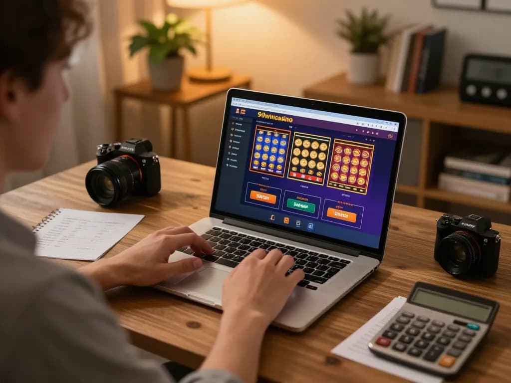 Engaging player enjoying diverse games on 99wincasino at home, emphasizing responsible gaming.