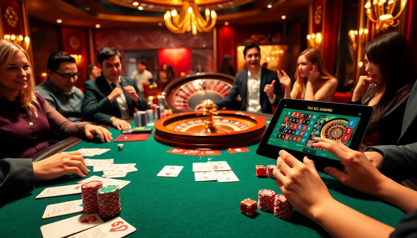 Engage in thrilling gameplay at https://ta88c.com with vibrant poker chips and an enticing casino setting.