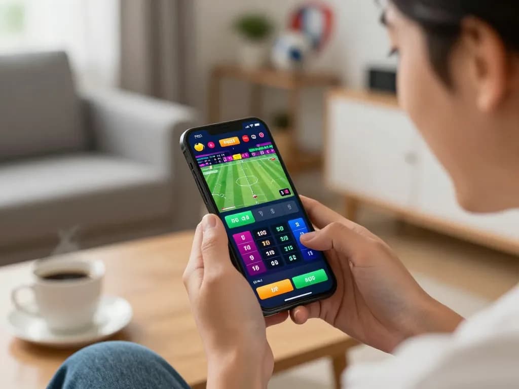 Excited user engaging in gmnc sports betting on a smartphone with dynamic odds displayed
