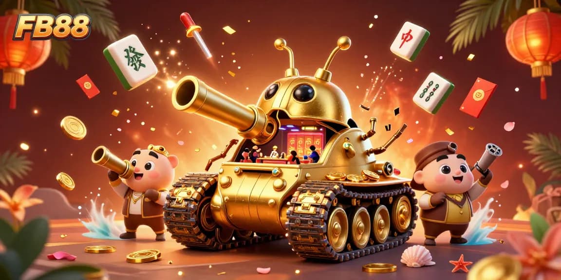 Experience excitement at FB88 with this vibrant 3D casino illustration showcasing dynamic gaming elements.