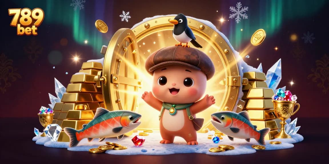 Experience the thrills of 789 bet with charming characters amidst sparkling treasures and gaming elements.