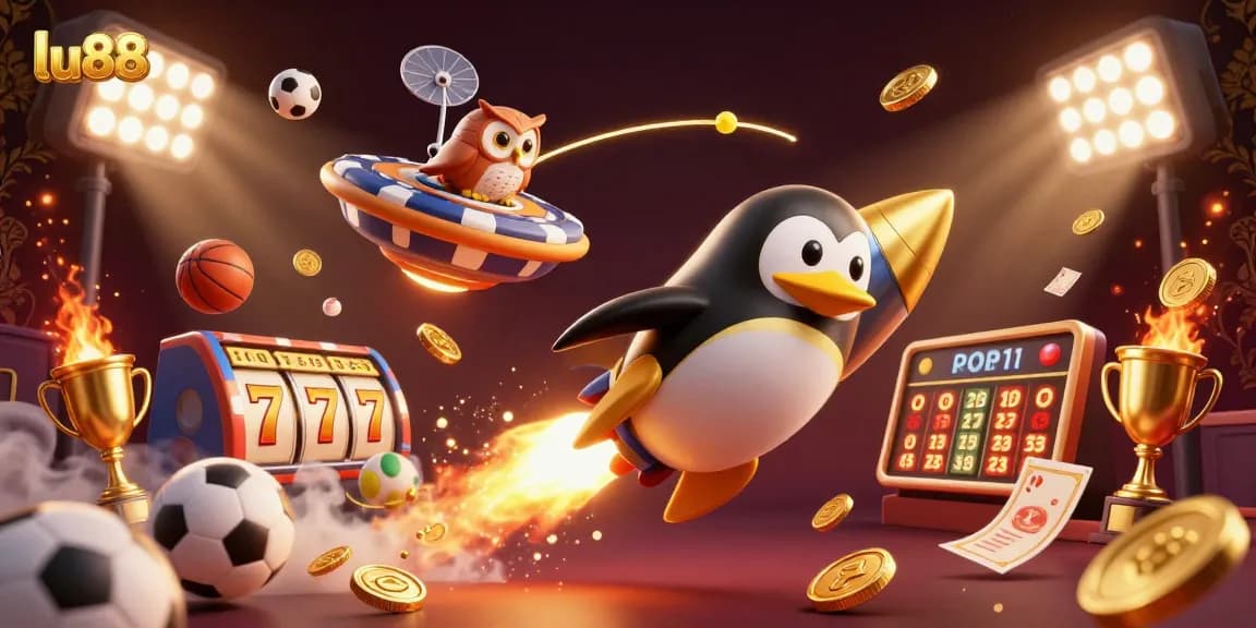 Experience the excitement of slots and jackpots with lu88's vibrant casino scene featuring dynamic gaming elements.