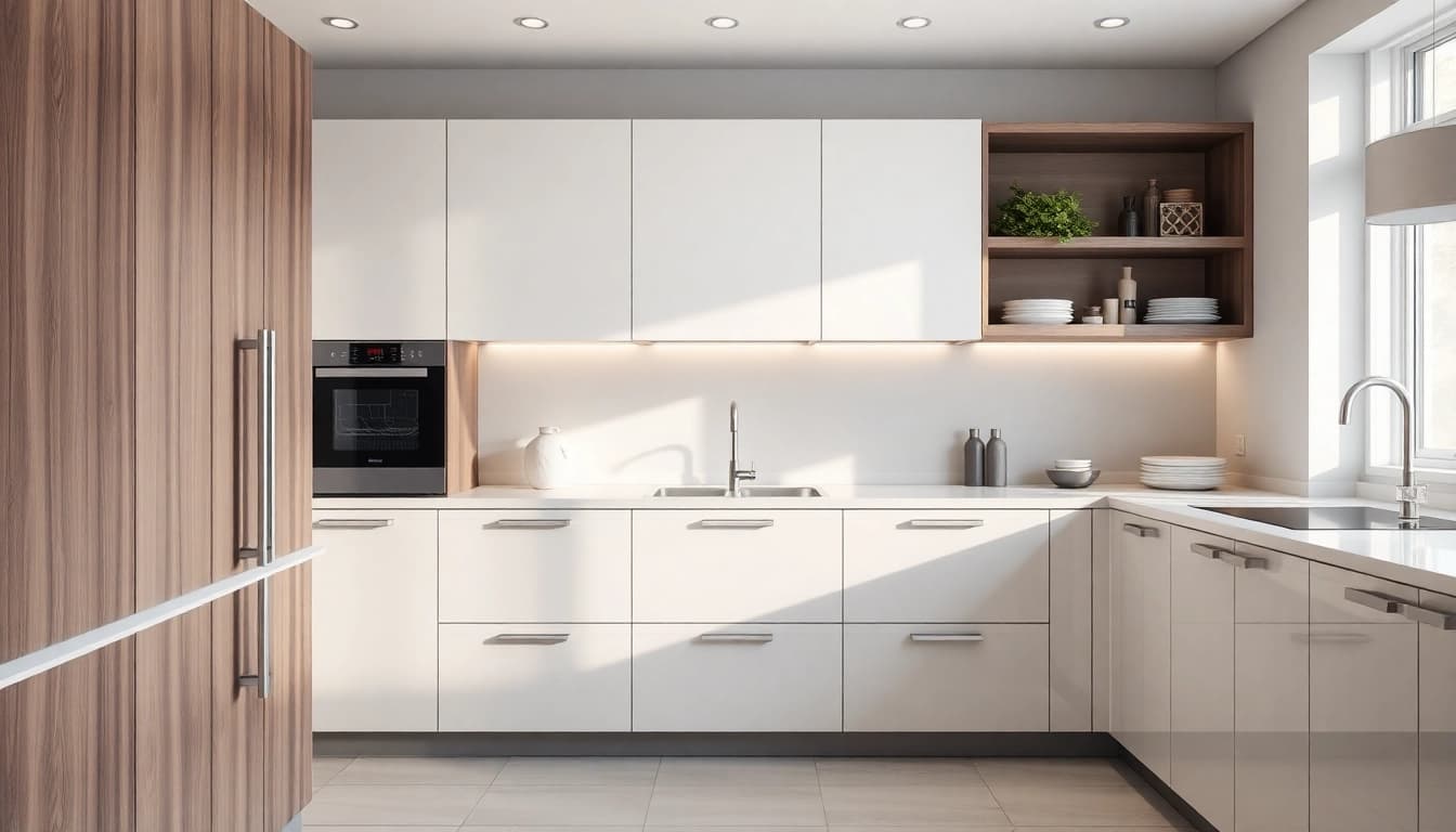 Highlight уреди за вграждане in a modern kitchen showcasing built-in appliances and contemporary design details.