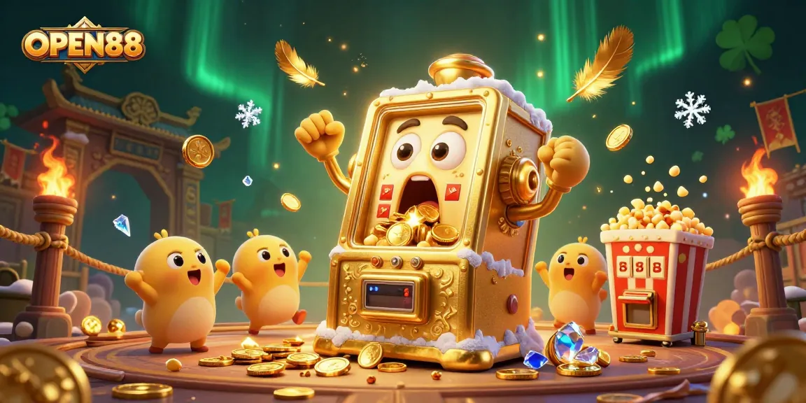 Experience the thrilling jackpot excitement with OPEN88's animated slot machine and golden visuals.