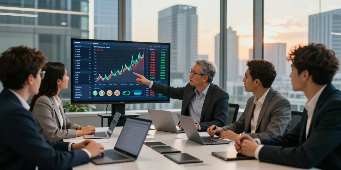 Invest in BRICS coins strategy meeting in a modern office