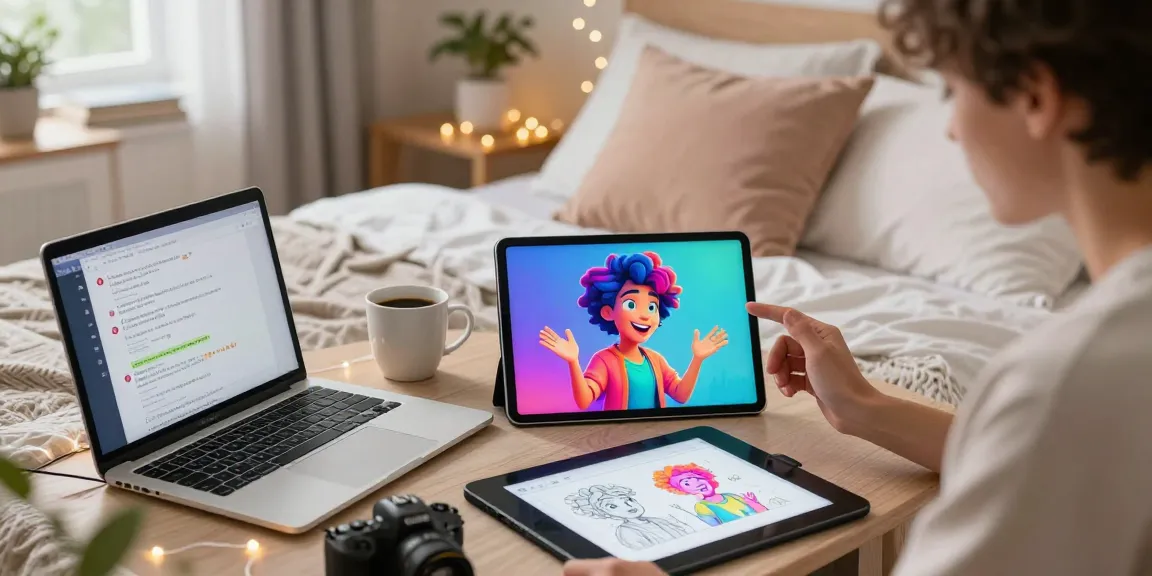 Engaging NSFW AI interaction in a modern bedroom with colorful lighting.