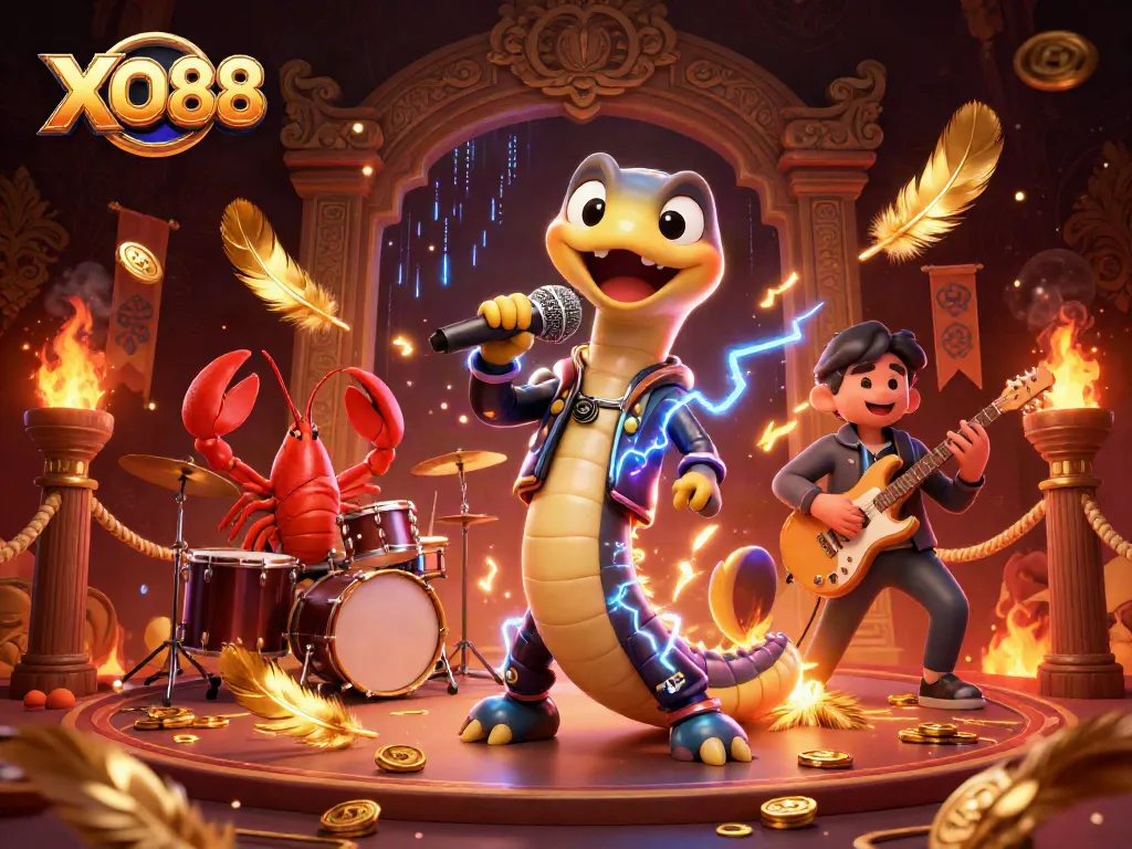 Experience the thrill of XO88 with an electric eel DJ performing at an underwater casino stage.