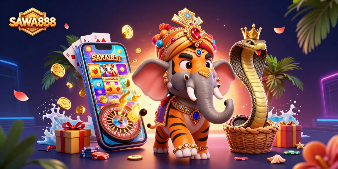 Play engaging slot games at SAWA888 featuring vibrant characters in a magical casino environment.