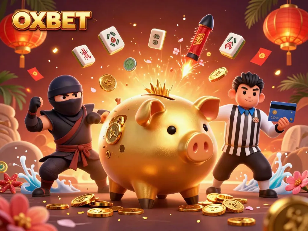 Experience thrilling gameplay at OXBET with a lively casino illustration featuring vibrant characters and elements.