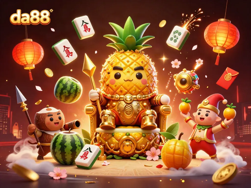 Experience da88's captivating gaming world with an extravagant casino royal feast featuring the pineapple king.