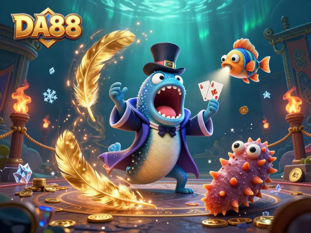Experience thrilling gameplay with DA88 while witnessing a unique underwater magic show.