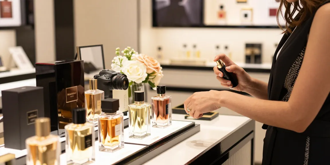 Experience Razadoxe allure in a sophisticated perfume boutique setting, embodying luxury and elegance.