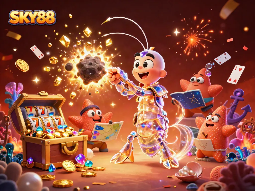 Engaging in thrilling gameplay at SKY88 with vibrant slots and sparkling rewards.