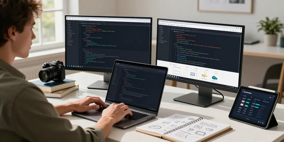 Web developer using instant indexing tools in a bright office.