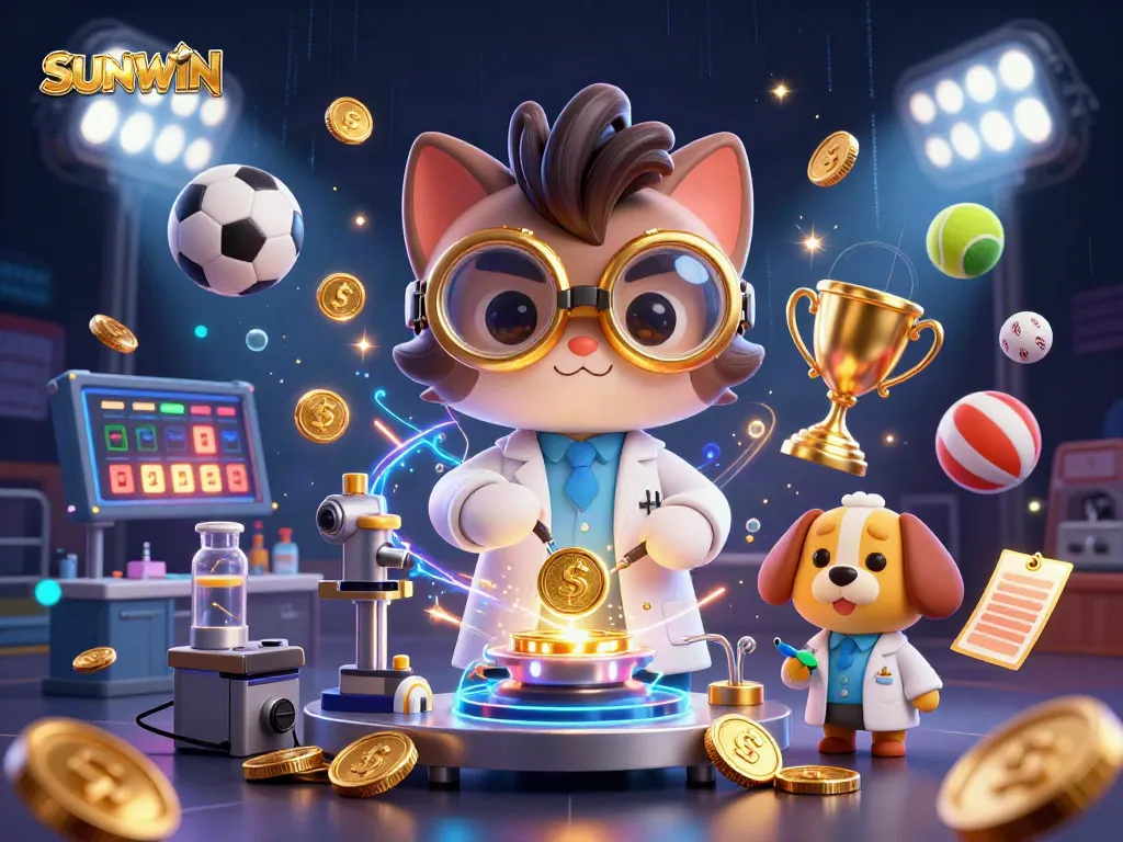 SUNWIN showcases winning moments in an exciting casino scene, featuring animated characters and vibrant game elements.