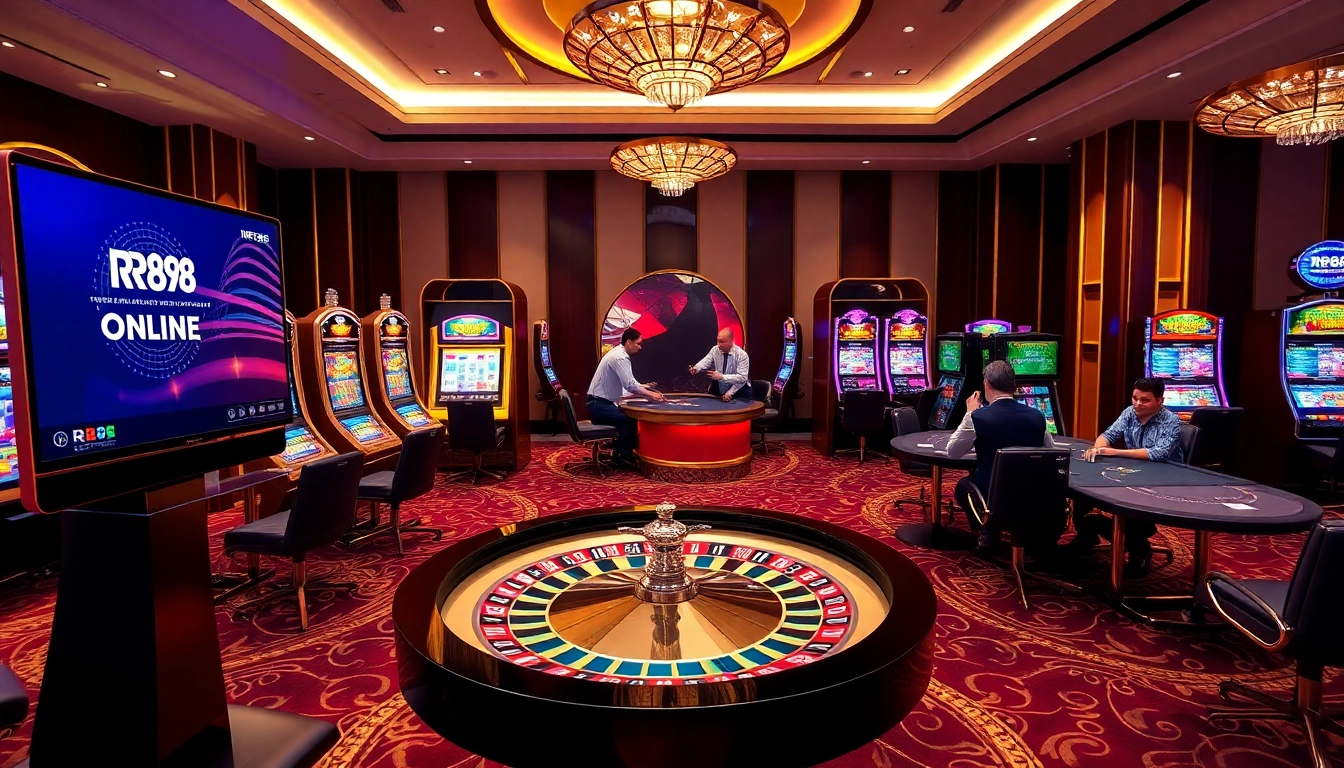 Engaging players at RR88 visualize winning at poker tables with colorful chips and a vibrant casino atmosphere.