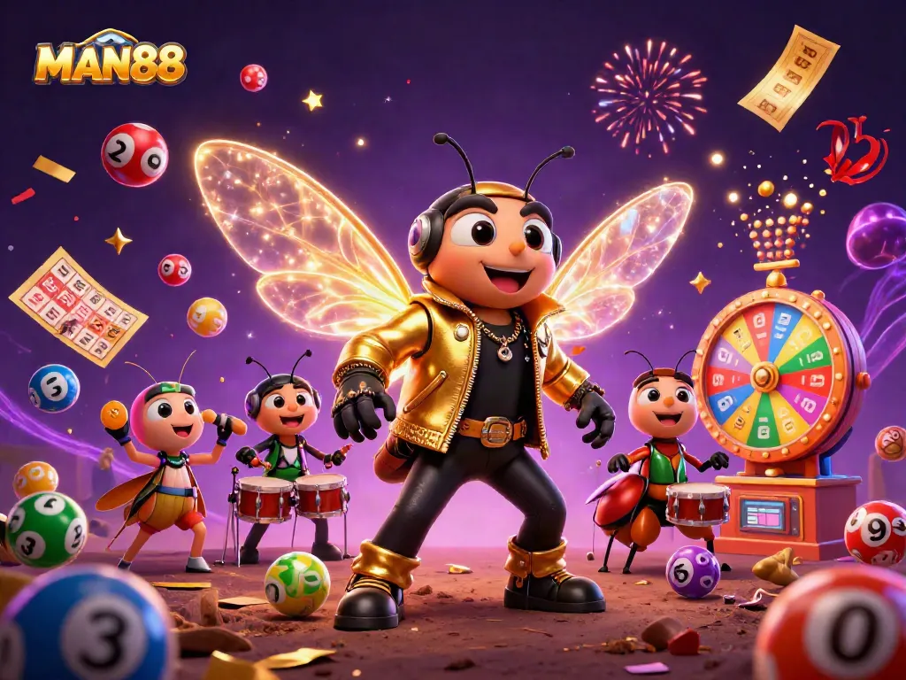 Experience the excitement of MAN88 with colorful lottery elements and vibrant casino action.