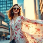 Stylish woman showcasing vibrant Women Fashion trends in an urban setting.