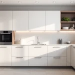 Highlight уреди за вграждане in a modern kitchen showcasing built-in appliances and contemporary design details.
