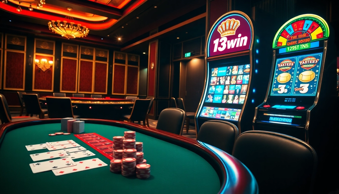 Experience high-stakes gameplay at 13win with a refined casino atmosphere featuring poker and roulette.