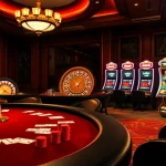 Players enjoying a thrilling game of poker at usbet, surrounded by luxury casino elements.