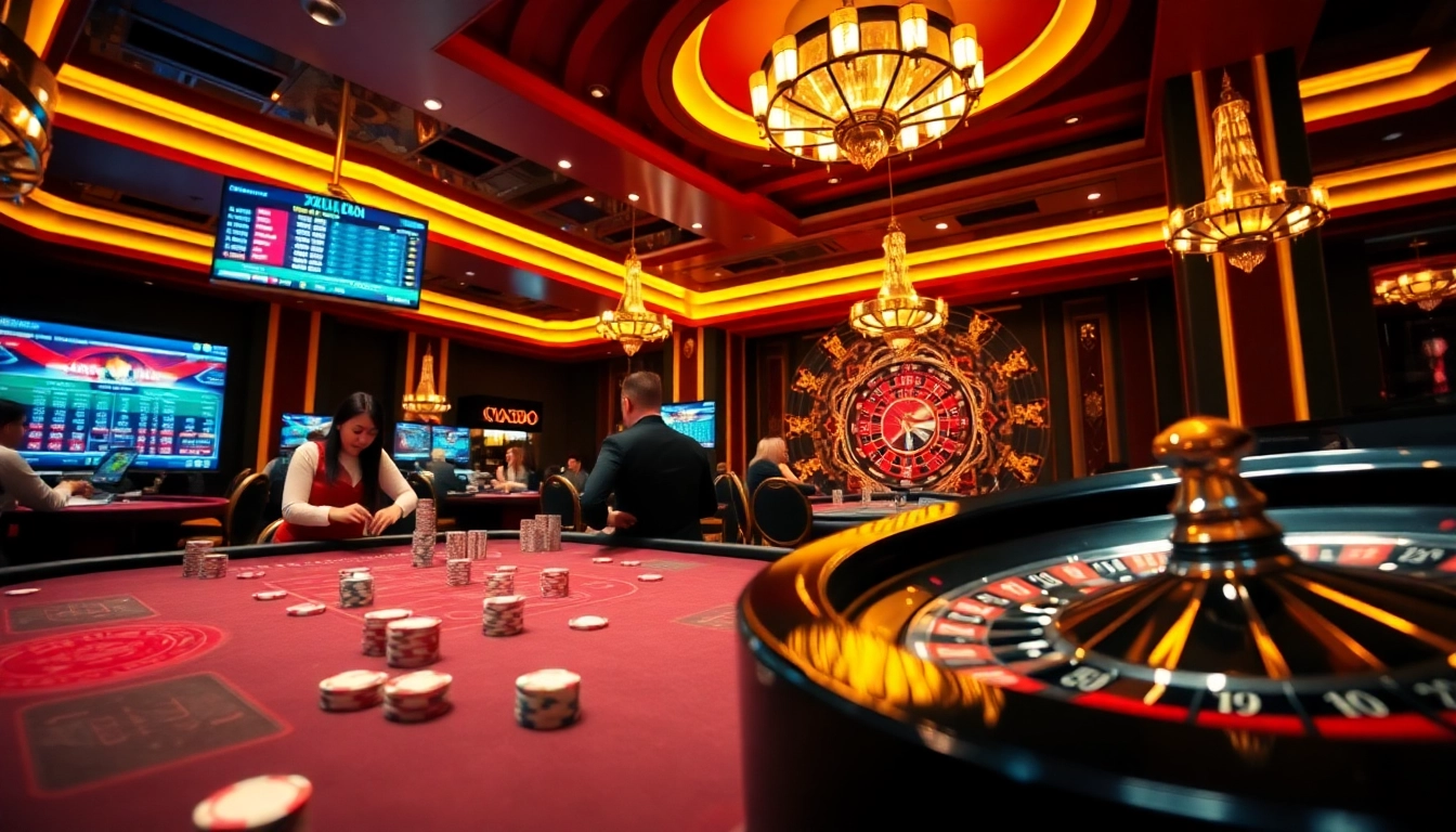 Exciting casino scene showcasing xx88 poker action with vibrant gameplay and intense atmosphere.