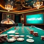 Gamblers placing bets at an elegant casino table with the net88x.net logo displayed prominently.